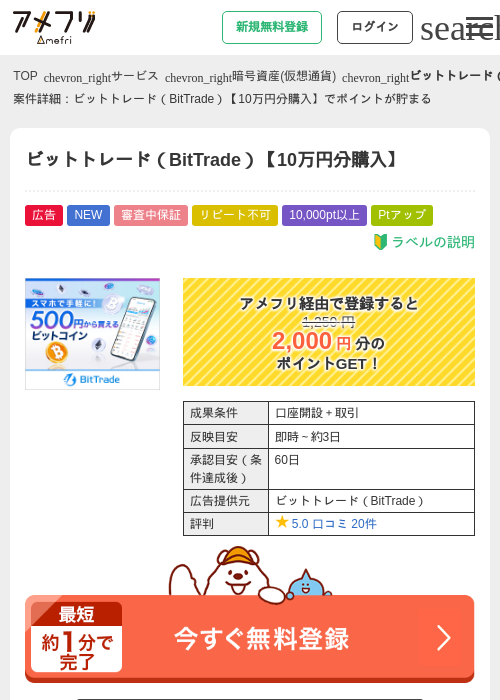 ビットトレード（BitTrade）【10万円分購入】の過去最高画像（アメフリ・2026年6月10日）