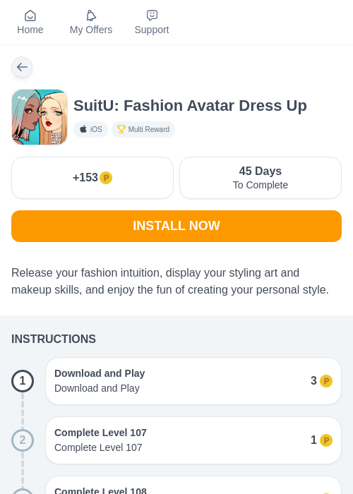 SuitU: Fashion Avatar Dress Upの掲載記録画像(モッピー(myChips)・2026年6月11日)