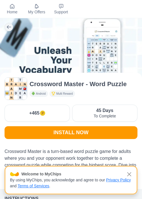 Crossword Master - Word Puzzleの掲載記録画像（モッピー（myChips）・2026年6月17日）