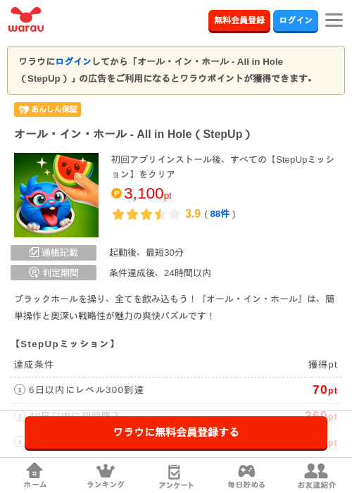 オール・イン・ホール - All in Hole（StepUp）の掲載記録画像（ワラウ・2026年6月17日）
