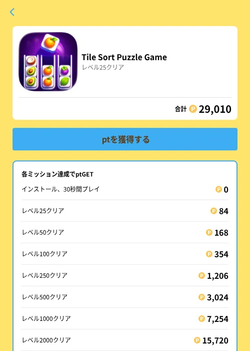 Tile Sort Puzzle Gameの掲載記録画像（Powl（GF Rewards）・2026年6月21日）