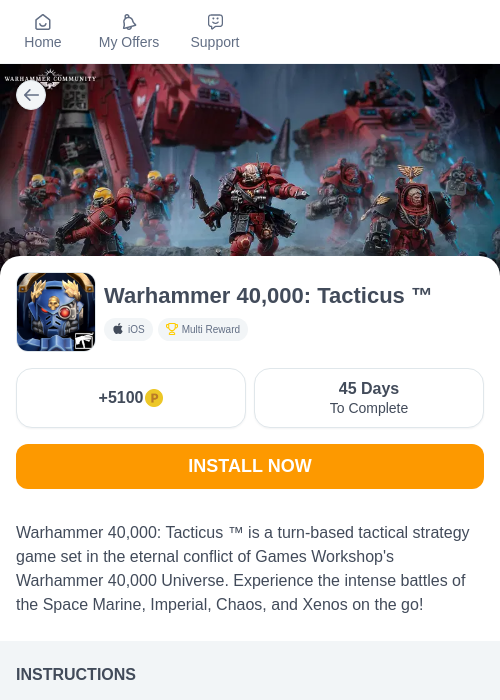 Warhammer 40,000: Tacticus ™の掲載記録画像（モッピー（myChips）・2026年6月26日）