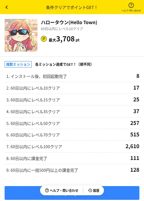 ハロータウン(Hello Town)の掲載記録画像(ハピタス(AppDriver)・2026年6月19日)