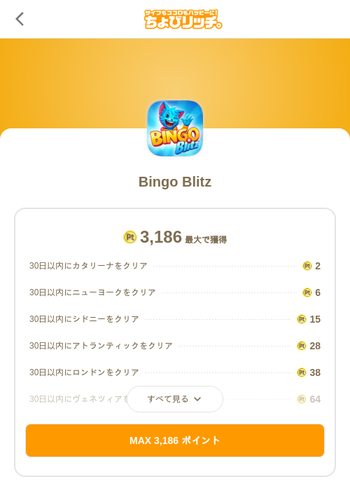 Bingo Blitzの掲載記録画像(ちょびリッチ(SKYFLAG)・2026年7月1日)