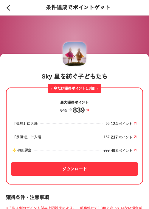 Sky 星を紡ぐ子どもたちの掲載記録画像（メルカリ（ポイントゲット）・2026年7月17日）