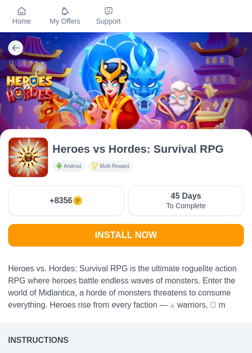 Heroes vs Hordes: Survival RPGの掲載記録画像（モッピー（myChips）・2026年6月20日）