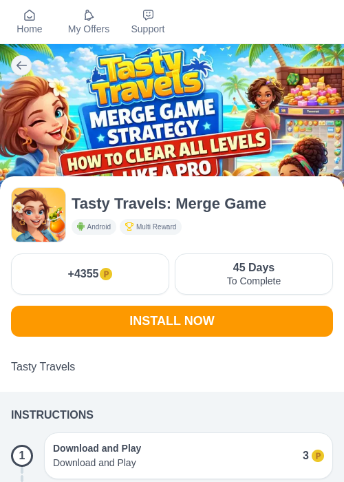 Tasty Travels: Merge Gameの掲載記録画像（モッピー（myChips）・2026年6月20日）