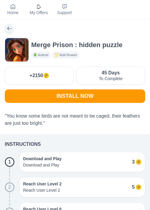 Merge Prison : hidden puzzleの掲載記録画像（モッピー（myChips）・2026年6月20日）