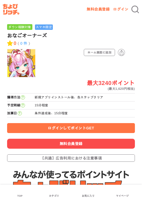 おなごオーナーズの掲載記録画像(ちょびリッチ・2026年6月22日)