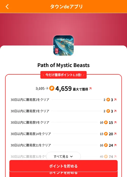 Path of Mystic Beastsの掲載記録画像(ポイントタウン(SKYFLAG)・2026年8月9日)
