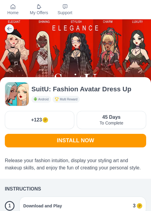 SuitU: Fashion Avatar Dress Upの掲載記録画像（モッピー（myChips）・2026年6月25日）