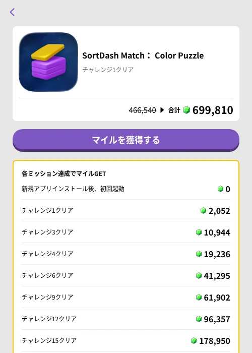 SortDash Match： Color Puzzleの掲載記録画像（トリマ （ミッションB）・2026年6月25日）
