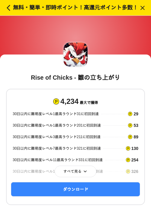 Rise of Chicks - 雛の立ち上がりの掲載記録画像（ハピタス（SKYFLAG）・2026年6月26日）