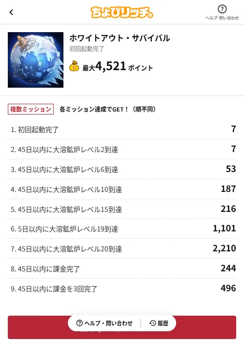 ホワイトアウト・サバイバルの掲載記録画像(ちょびリッチ(AppDriver)・2026年6月29日)