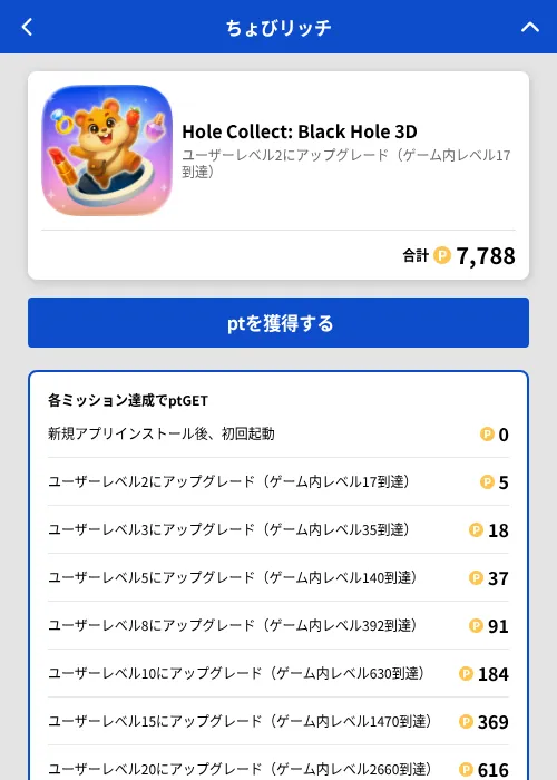 Hole Collect: Black Hole 3Dの掲載記録画像(ちょびリッチ(GF Rewards)・2026年7月1日)