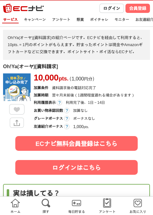 Oh!Ya(オーヤ)[資料請求]の掲載記録画像（ECナビ・2026年7月2日）