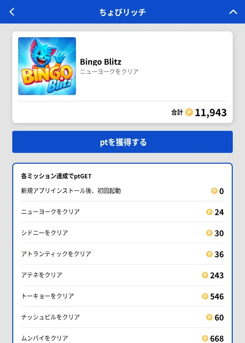 Bingo Blitzの掲載記録画像(ちょびリッチ(GF Rewards)・2026年7月3日)