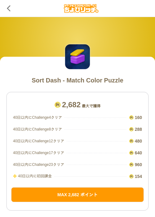 Sort Dash - Match Color Puzzleの掲載記録画像(ちょびリッチ(SKYFLAG)・2026年7月3日)