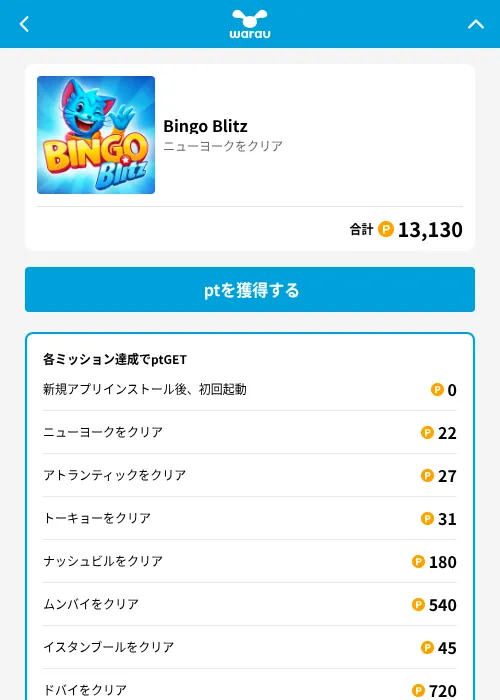 Bingo Blitzの掲載記録画像（ワラウ（GF Rewards）・2026年7月3日）