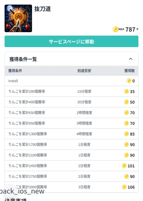 抜刀道の掲載記録画像（モッピー（Zucks）・2026年7月3日）