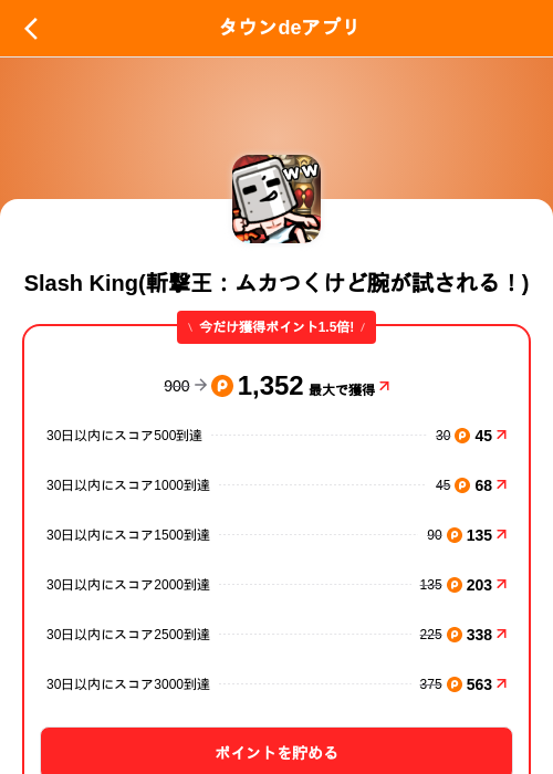 Slash King(斬撃王：ムカつくけど腕が試される！)の掲載記録画像（ポイントタウン（SKYFLAG）・2026年10月19日）