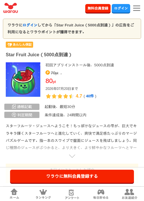 Star Fruit Juice(5000点到達)の掲載記録画像(ワラウ・2026年7月7日)