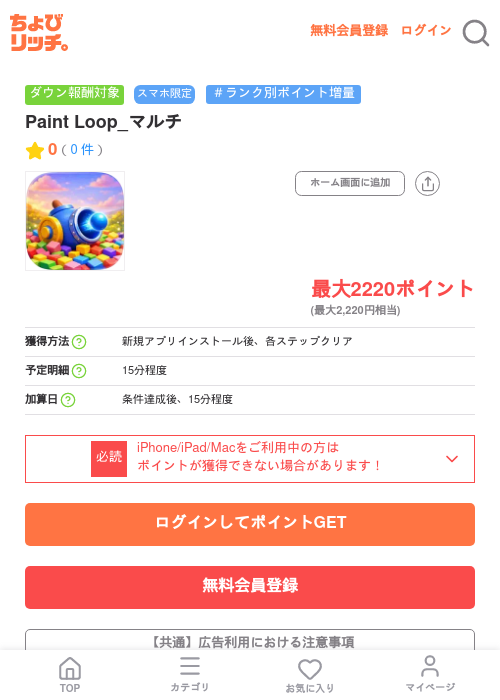 Paint Loop_マルチの掲載記録画像（ちょびリッチ・2026年7月7日）
