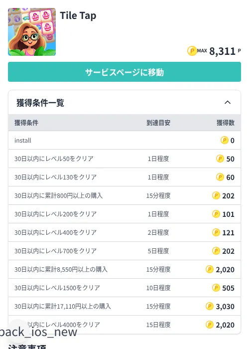 Tile Tapの掲載記録画像（モッピー（Zucks）・2026年7月7日）