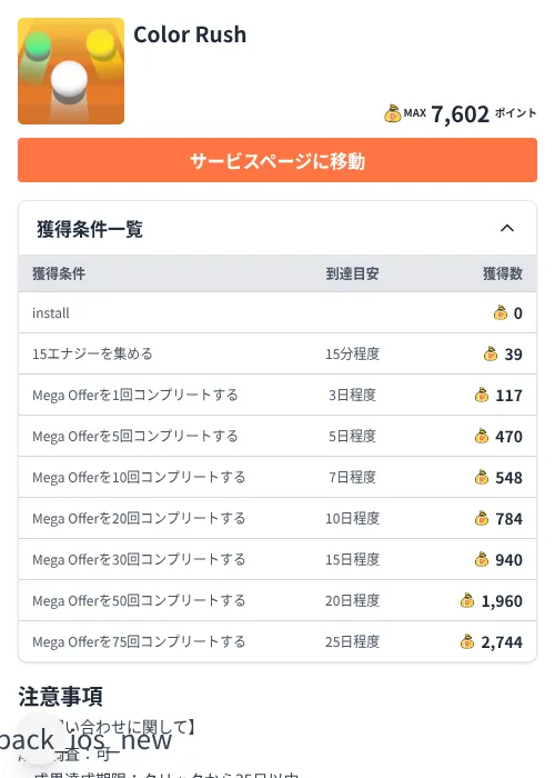 Color Rushの掲載記録画像（ちょびリッチ（Zucks）・2026年7月8日）