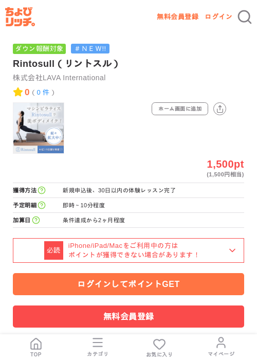 Rintosull（リントスル）の掲載記録画像（ちょびリッチ・2026年7月8日）