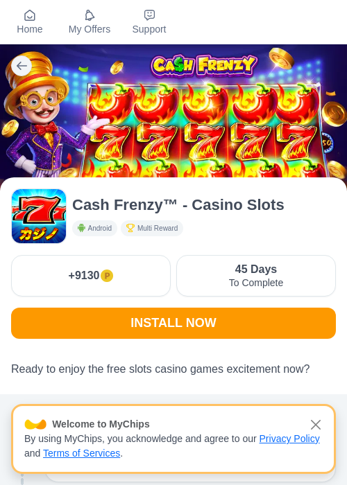 Cash Frenzy™ - Casino Slotsの掲載記録画像(モッピー(myChips)・2026年7月9日)