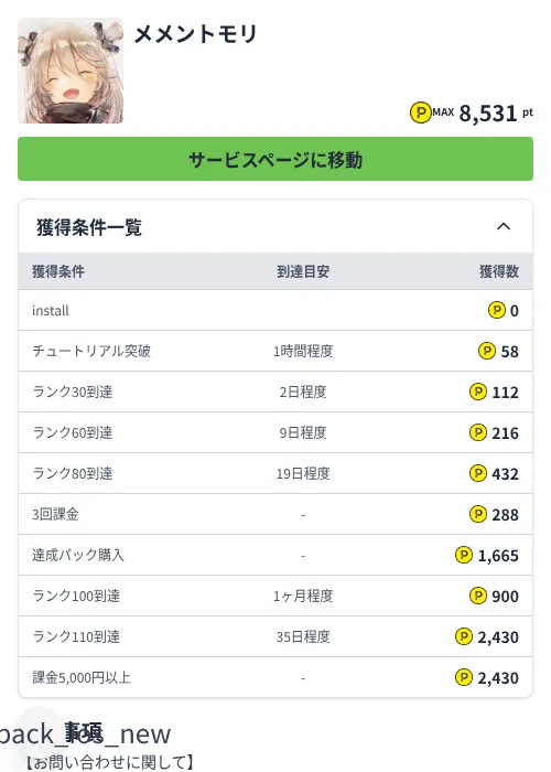メメントモリの掲載記録画像（ハピタス（Zucks）・2026年7月8日）