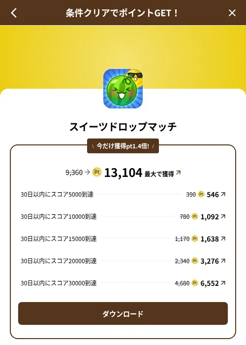 スイーツドロップマッチの掲載記録画像(げん玉(SKYFLAG)・2026年8月9日)