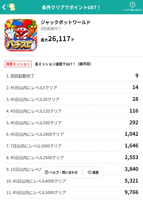 ジャックポットワールドの掲載記録画像(モッピー(AppDriver)・2026年7月9日)