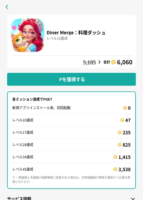 Diner Merge：料理ダッシュの掲載記録画像（モッピー（GF Rewards）・2026年7月9日）