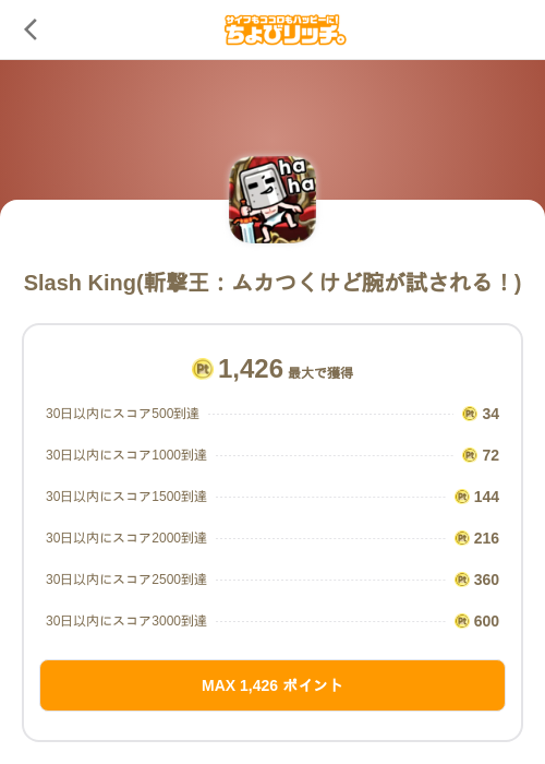 Slash King(斬撃王:ムカつくけど腕が試される!)の掲載記録画像(ちょびリッチ(SKYFLAG)・2026年7月11日)