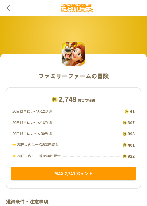ファミリーファームの冒険の掲載記録画像（ちょびリッチ（SKYFLAG）・2026年7月11日）