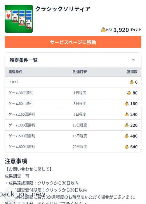 クラシックソリティアの掲載記録画像（ちょびリッチ（Zucks）・2026年7月13日）