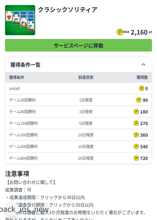 クラシックソリティアの掲載記録画像（ハピタス（Zucks）・2026年7月13日）