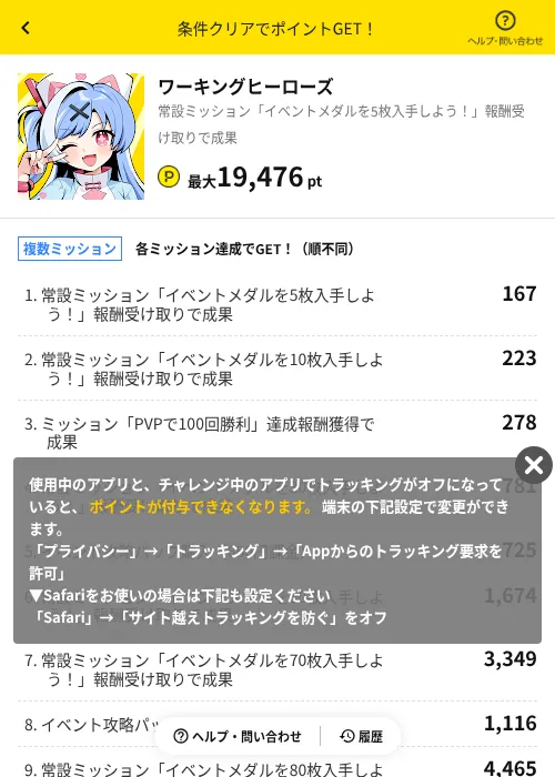 ワーキングヒーローズの掲載記録画像(ハピタス(AppDriver)・2026年7月14日)