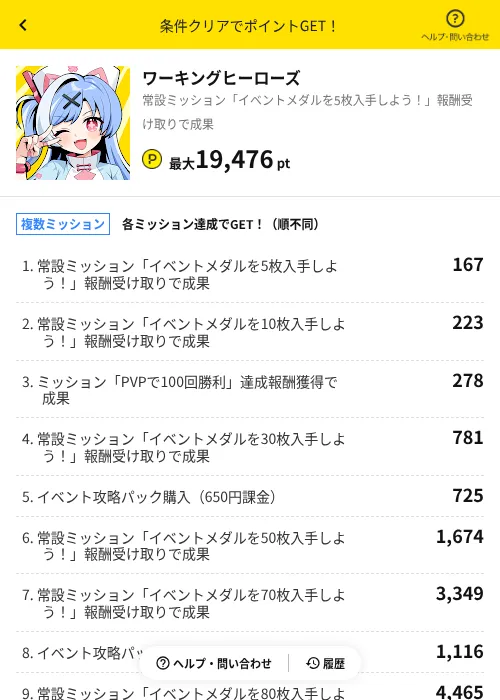 ワーキングヒーローズの掲載記録画像(ハピタス(AppDriver)・2026年7月14日)