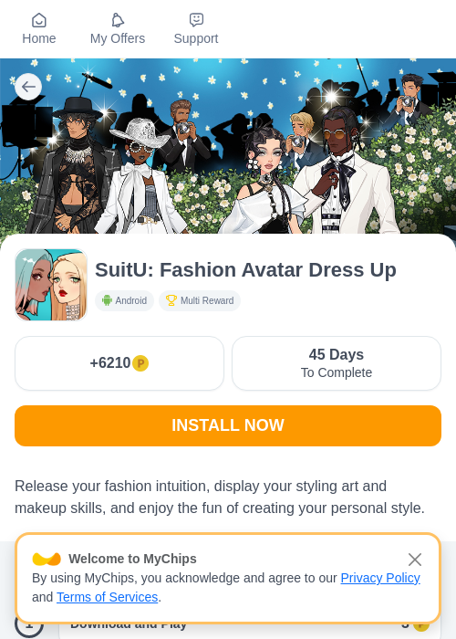スーツU: ファッションアバタードレスアップの掲載記録画像（モッピー（myChips）・2026年8月21日）