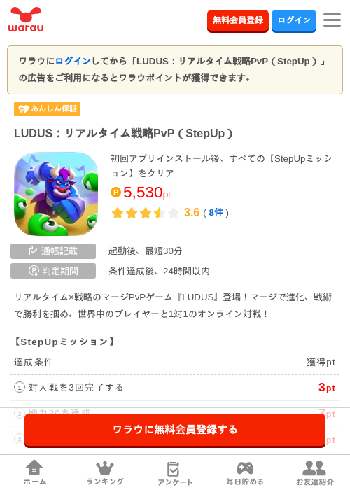 LUDUS：リアルタイム戦略PvP（StepUp）の掲載記録画像（ワラウ・2026年7月15日）