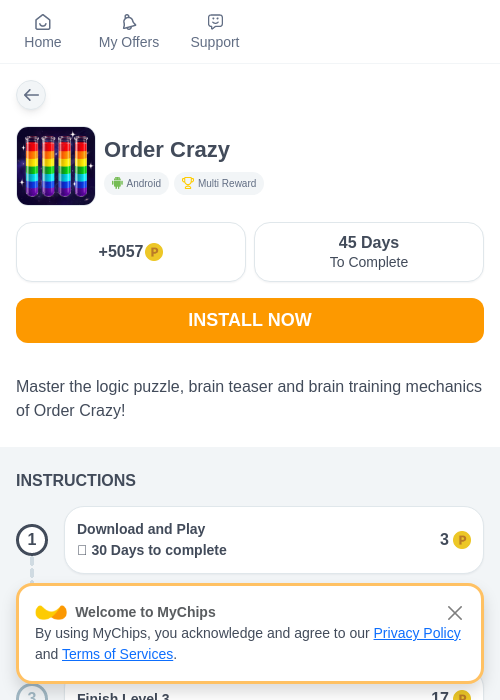 Order Crazyの掲載記録画像（モッピー（myChips）・2026年7月15日）