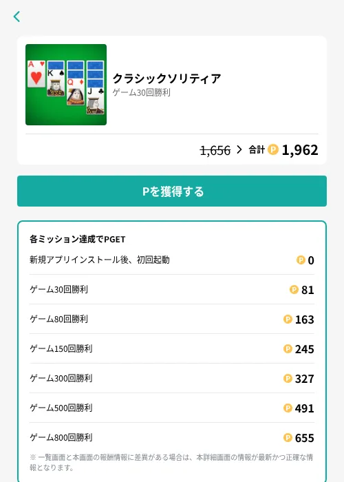 クラシックソリティアの掲載記録画像(モッピー(GF Rewards)・2026年7月17日)
