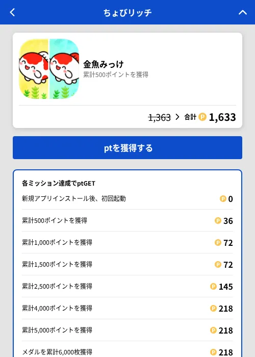 金魚みっけの掲載記録画像(ちょびリッチ(GF Rewards)・2026年7月17日)