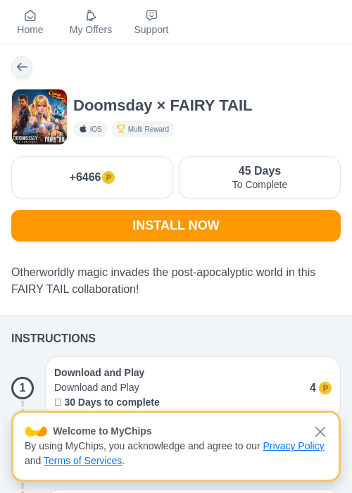 Doomsday × FAIRY TAILの掲載記録画像（モッピー（myChips）・2026年7月17日）