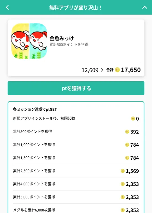 金魚みっけの掲載記録画像（げん玉（GF Rewards）・2026年7月17日）