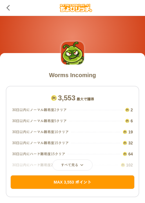 Worms Incomingの掲載記録画像(ちょびリッチ(SKYFLAG)・2026年7月21日)
