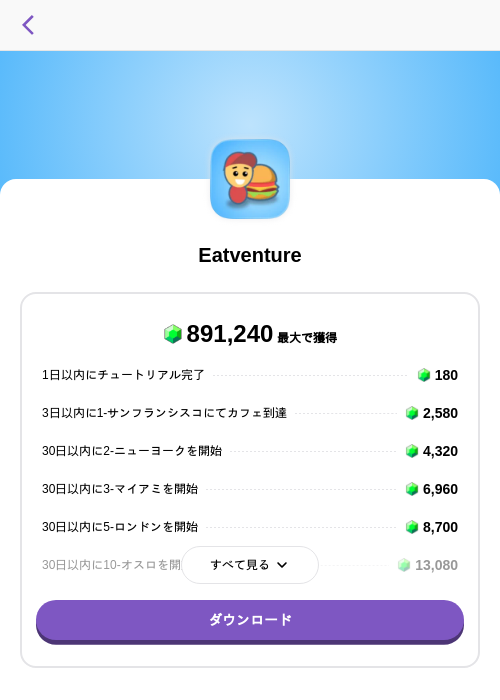 Eatventureの掲載記録画像（トリマ （ミッションA）・2026年8月1日）